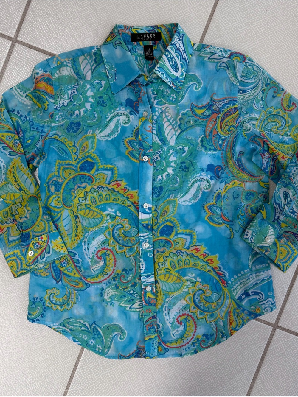Ralph Lauren Women’s Turquoise Paisley Button-Down Shirt